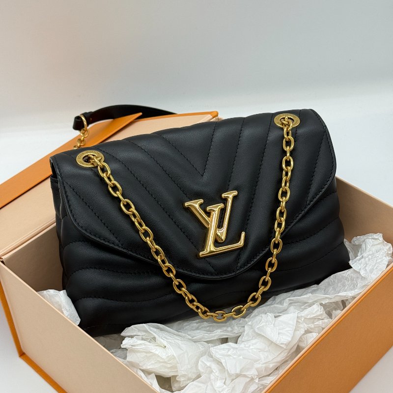 【CP 精選🌟小編推薦】Louis Vuitton 路易威登 New Wave MM 中型 黑色牛皮 鏈條 單肩包 斜挎包-1