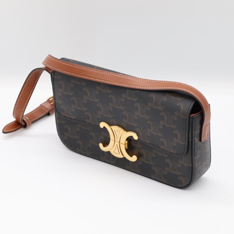 Celine 思琳 CLAUDE 標誌印花 牛皮革 肩揹袋 單肩包 腋下包-1