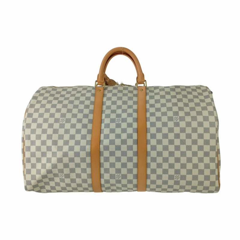 路易威登 (LOUIS VUITTON) Damier Azur Keepall Bandouliere Boston Bag 55 N41429 白色皮革單肩包，男女通用-2