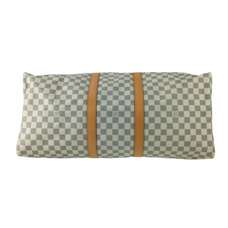 路易威登 (LOUIS VUITTON) Damier Azur Keepall Bandouliere Boston Bag 55 N41429 白色皮革單肩包，男女通用-3