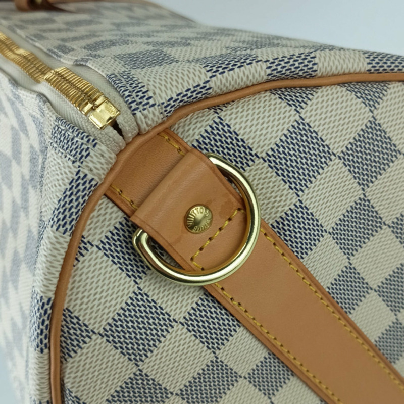 路易威登 (LOUIS VUITTON) Damier Azur Keepall Bandouliere Boston Bag 55 N41429 白色皮革單肩包，男女通用-5