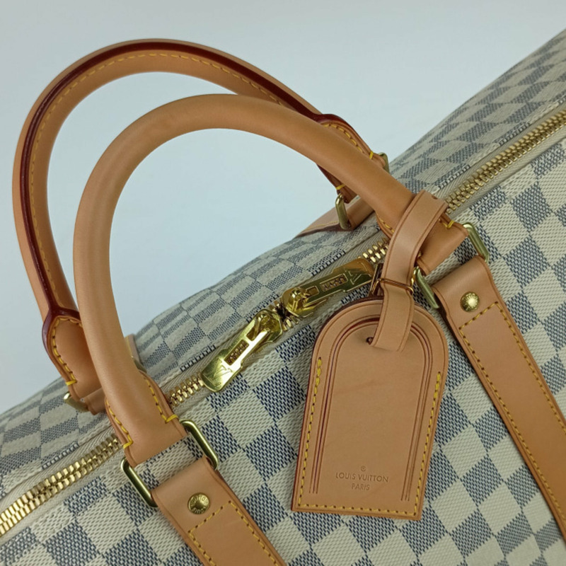 路易威登 (LOUIS VUITTON) Damier Azur Keepall Bandouliere Boston Bag 55 N41429 白色皮革單肩包，男女通用-6