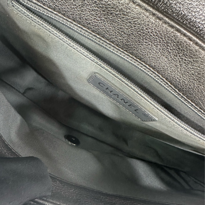 Chanel 香奈兒 銀色牛皮鴛鴦扣 馬鞍包 23開有卡-8