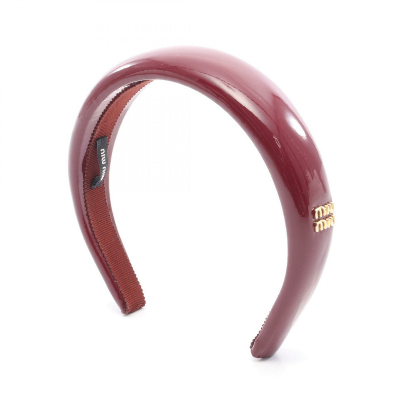 Miu Miu TYRIAN 紫色皮革髮帶 其他時尚單品 5IH025069F0D27 琺瑯皮革 波爾多紅 新款 女士-0