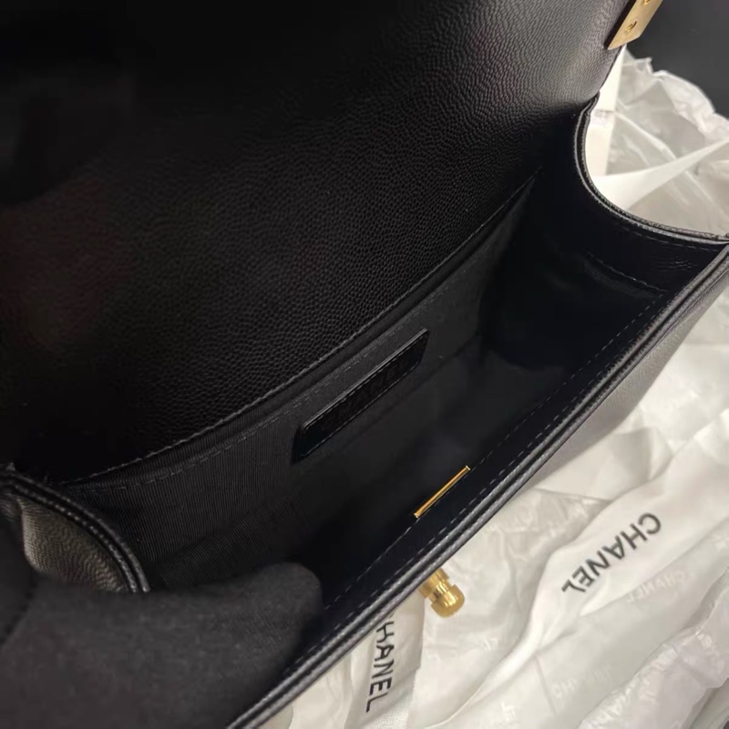 Chanel 黑金荔枝牛皮小號leboy鏈條單肩斜挎包-4