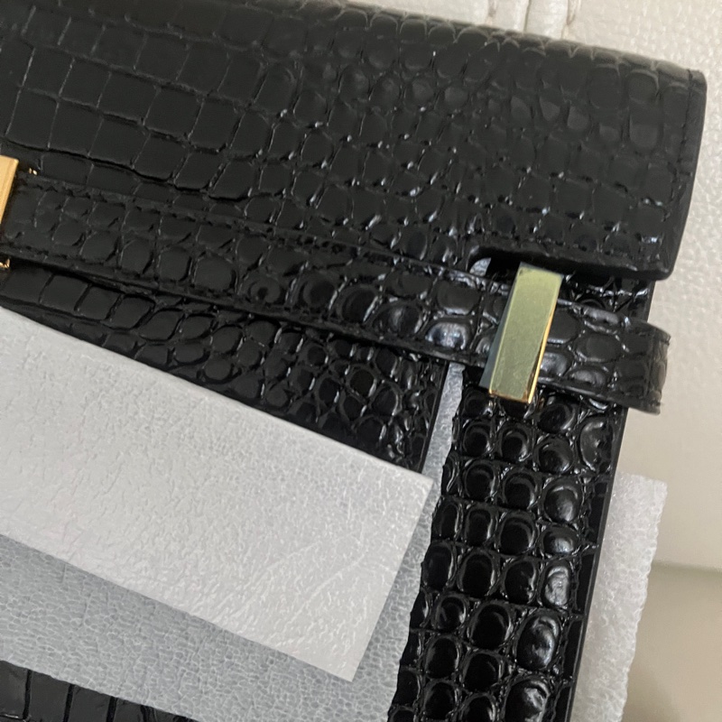 全新未用YSL MANHATTAN 中號光面鱷魚壓花皮革-3