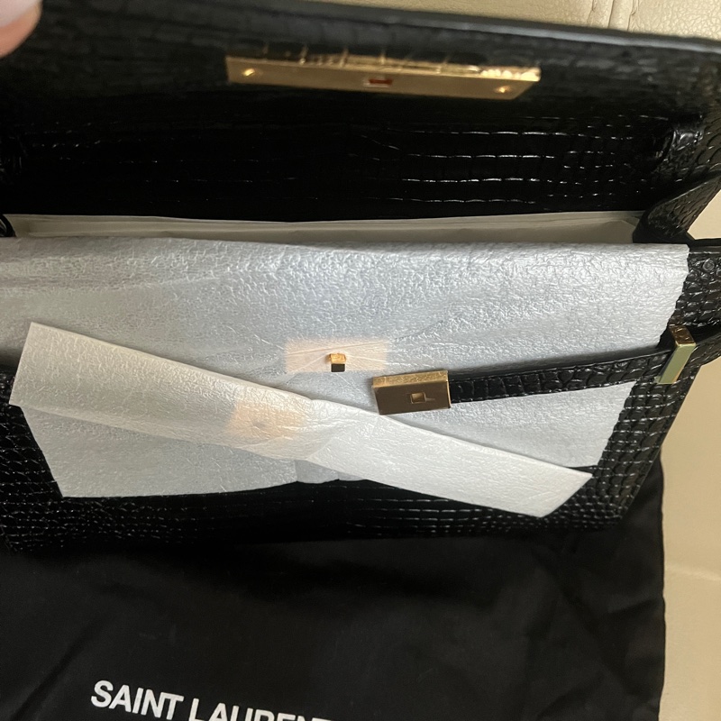 全新未用YSL MANHATTAN 中號光面鱷魚壓花皮革-5
