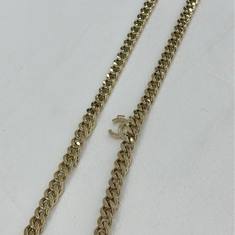 Chanel 香奈兒 粗鏈雙C logo 重工水鑽 項鍊 瘦人還可以當腰鍊，超漂亮 原價三萬多-3