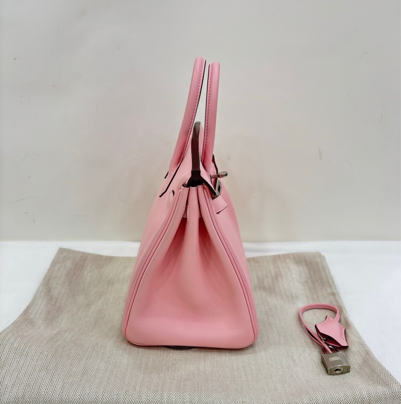 愛馬仕 birkin25 3Q櫻花粉銀扣 swift皮 D刻 99近閒置-2