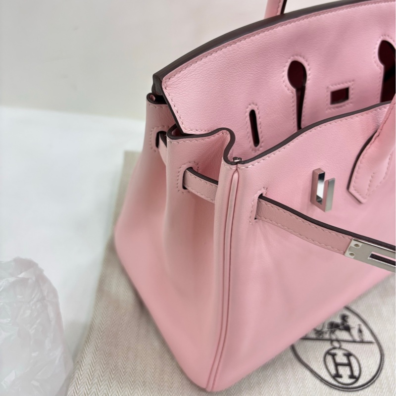 愛馬仕 birkin25 3Q櫻花粉銀扣 swift皮 D刻 99近閒置-7