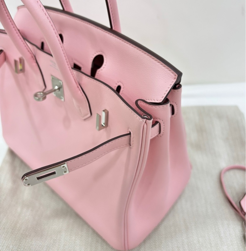 愛馬仕 birkin25 3Q櫻花粉銀扣 swift皮 D刻 99近閒置-8