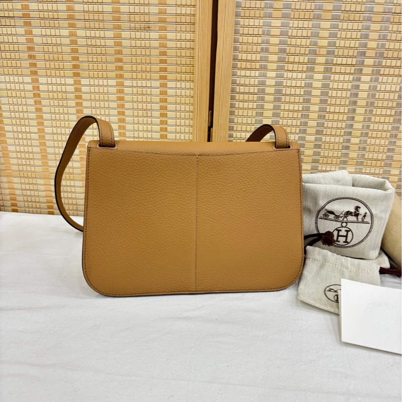 Hermes 愛馬仕 Halzan25 U刻，0M奶茶色拼檸檬黃，tc皮銀扣，99近閒置 有原購證-2