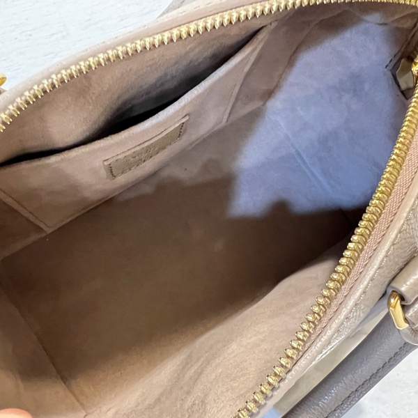 LV斑鳩灰拼奶油白speedy20金釦手提斜背包-13