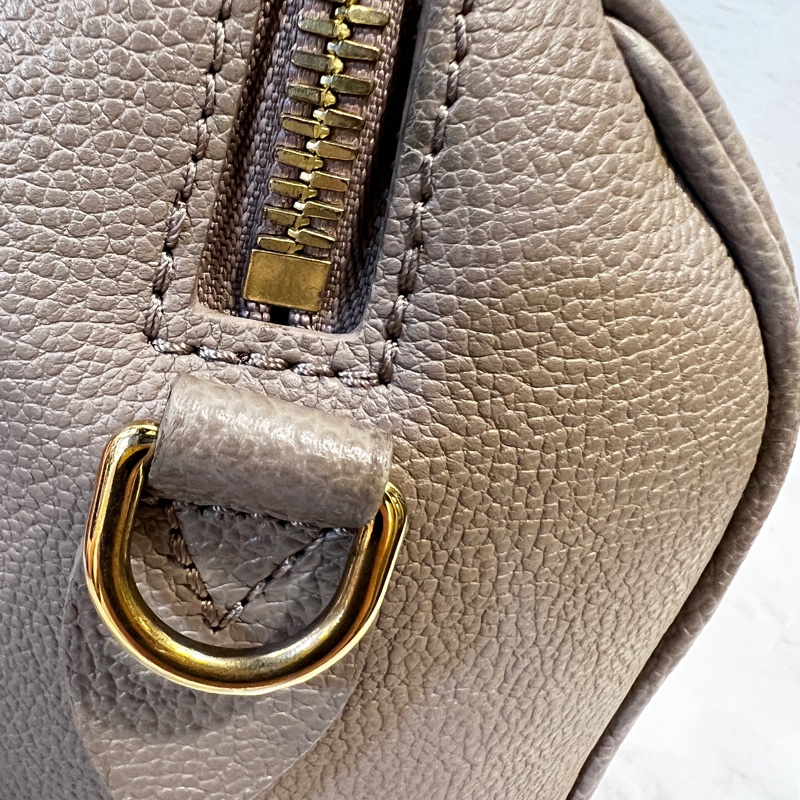 LV斑鳩灰拼奶油白speedy20金釦手提斜背包-15