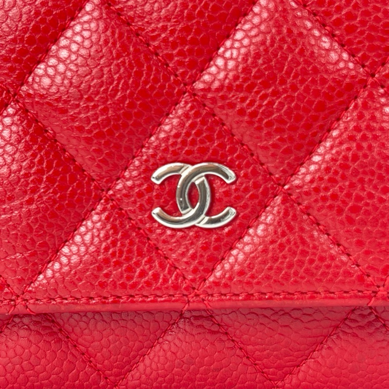 「JL精品代購」香奈兒紅銀荔枝牛皮woc鏈條包-16