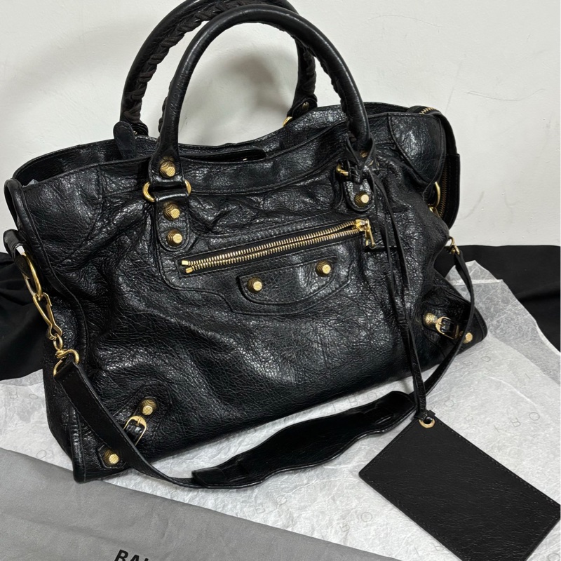 【閒置❤️】balenciaga巴黎世家 黑金中號機車包 手提包 單肩包-1