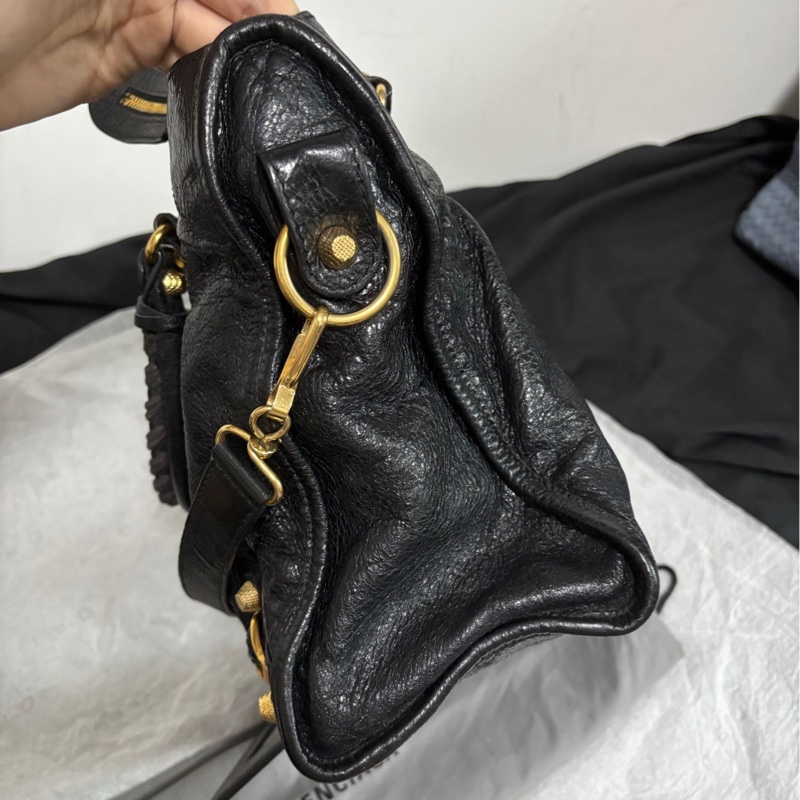 【閒置❤️】balenciaga巴黎世家 黑金中號機車包 手提包 單肩包-3