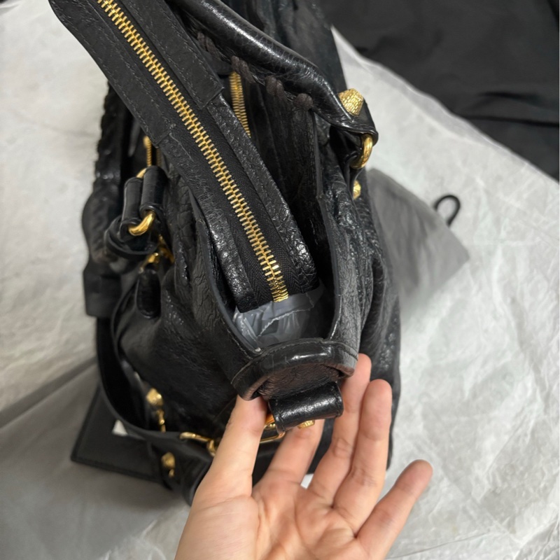 【閒置❤️】balenciaga巴黎世家 黑金中號機車包 手提包 單肩包-4