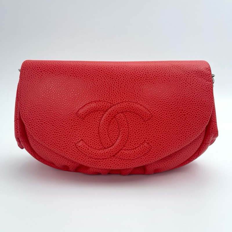 「JL精品代購」香奈兒龍蝦紅魚子醬牛皮元寶鏈條包-0