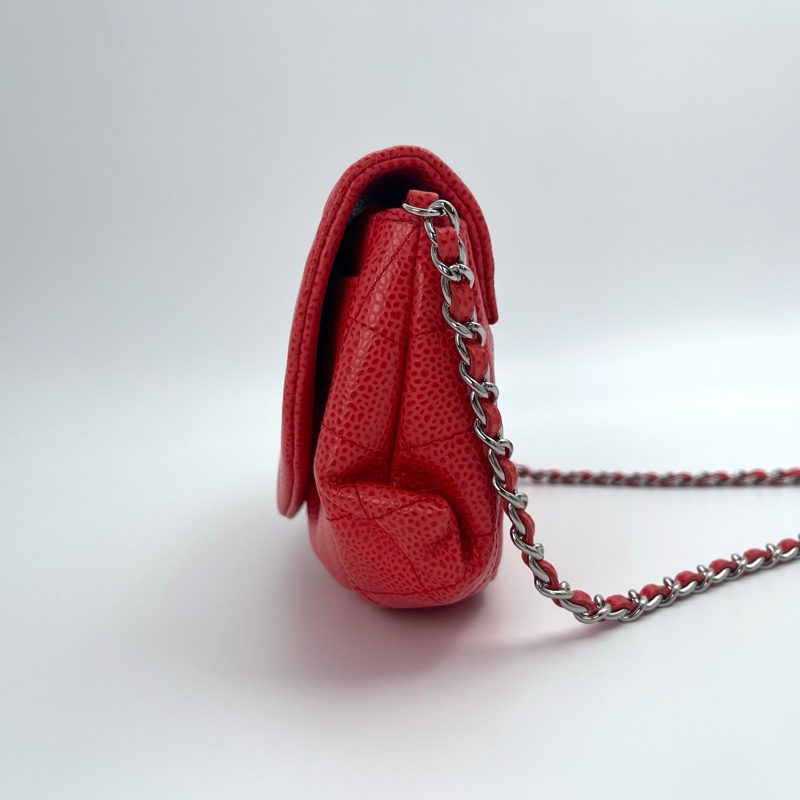 「JL精品代購」香奈兒龍蝦紅魚子醬牛皮元寶鏈條包-5