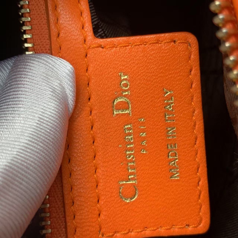 二手 dior 七格橘紅色羊皮戴妃包金扣，配件肩帶，2013 年購入-7