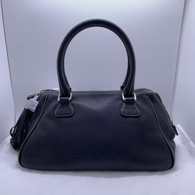 二手Chanel香奈兒流蘇外縫線手提包流蘇餃子包腋下包保齡球包，標清晰，鐳射 8 開-0