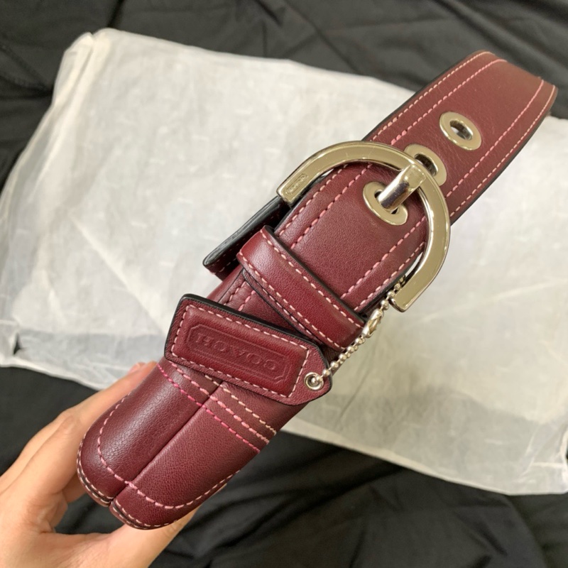 【近新閒置❤️】 coach 酒紅色法棍腋下包 單肩包-3