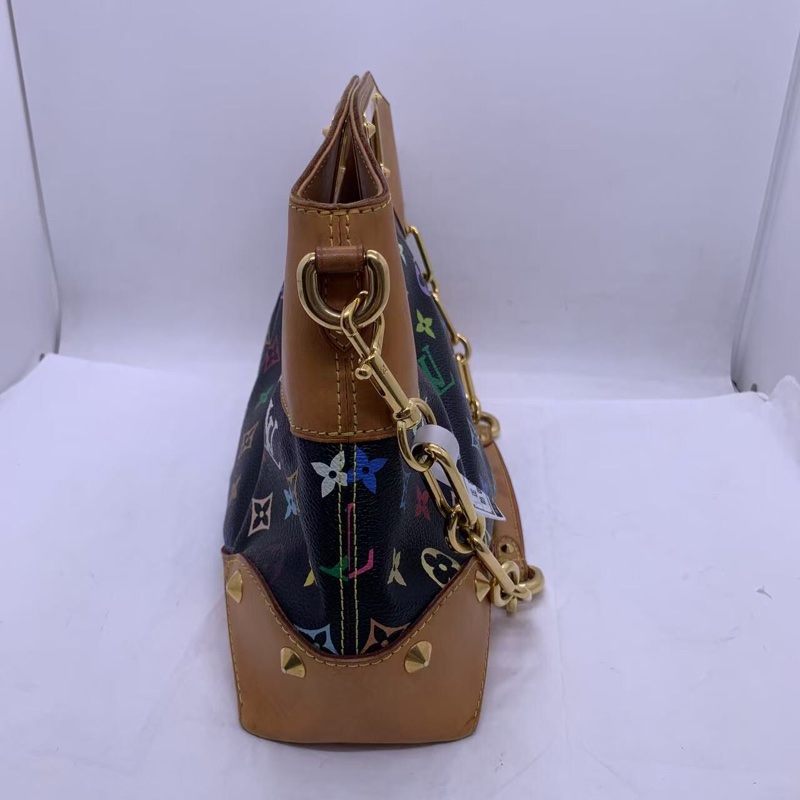 二手 lv 黑三彩 judy 手提包，手柄底部邊角都有變色發黑磨損，五金有划痕-3