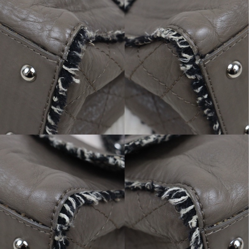 Chanel 牛皮拼絨毛大象灰肩背包-7
