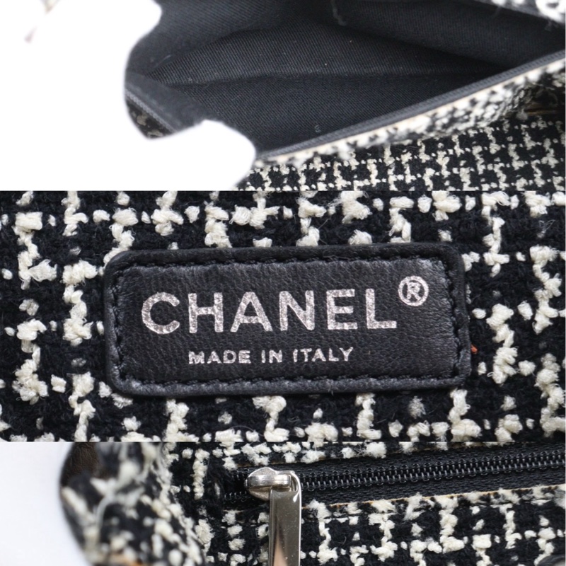 Chanel 牛皮拼絨毛大象灰肩背包-9