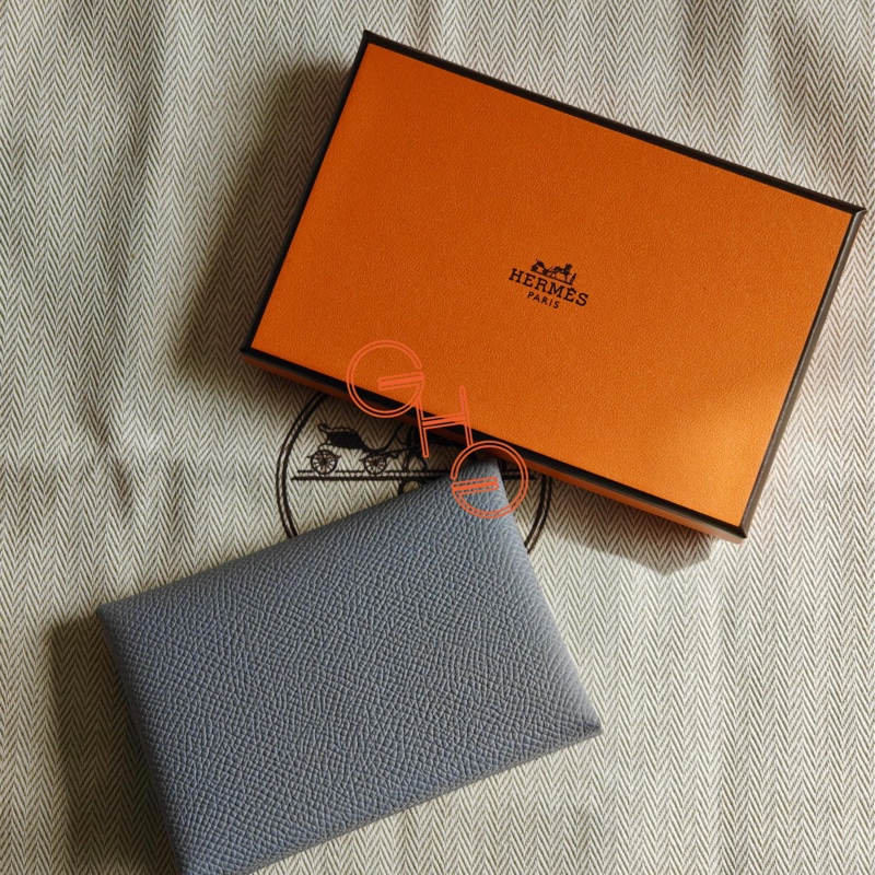 Hermes Calvi Duo 卡片套/ P0 Gris Pantin灰 /Epsom/ K ( 全新品)-0