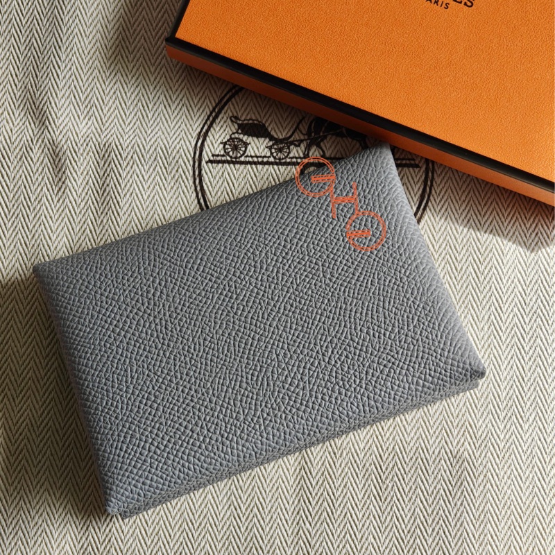 Hermes Calvi Duo 卡片套/ P0 Gris Pantin灰 /Epsom/ K ( 全新品)-1