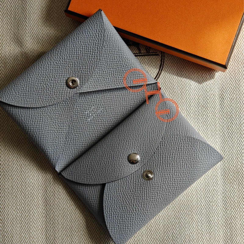 Hermes Calvi Duo 卡片套/ P0 Gris Pantin灰 /Epsom/ K ( 全新品)-2