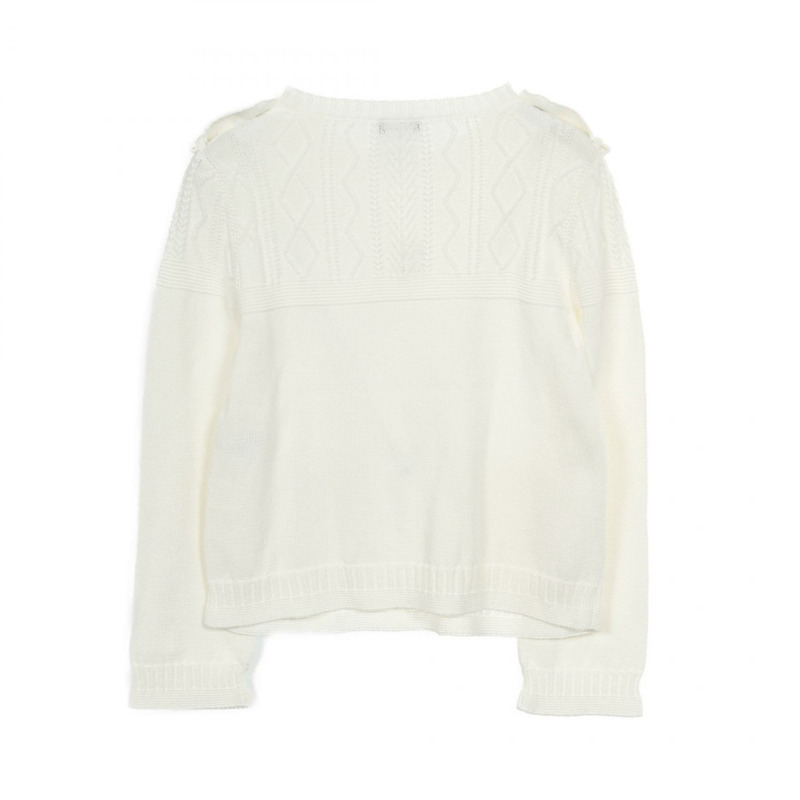 香奈兒 COCO 標誌紐帶針織衫 #34 棉質白色二手女款-1