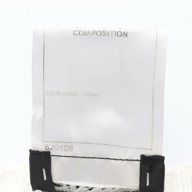 香奈兒 COCO 標誌紐帶針織衫 #34 棉質白色二手女款-3