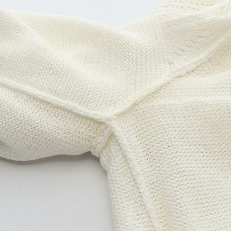 香奈兒 COCO 標誌紐帶針織衫 #34 棉質白色二手女款-4