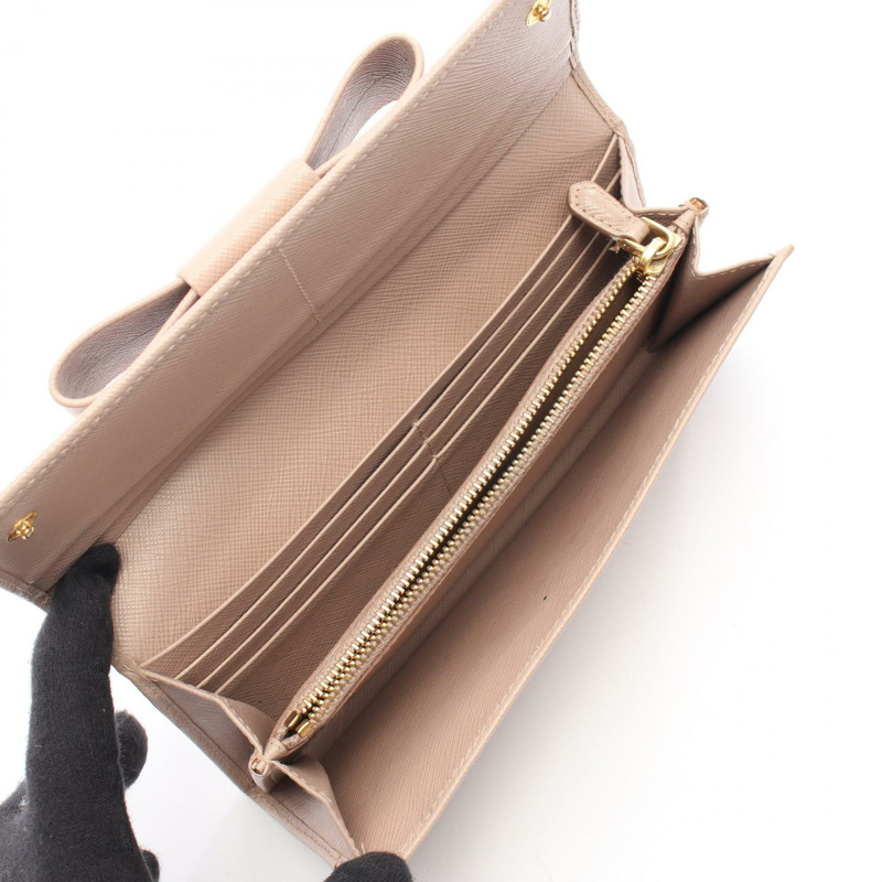 PRADA SAFFIANO FIOCCO 雙折長皮夾 1MH132 皮革 粉紅色 二手 女士-2
