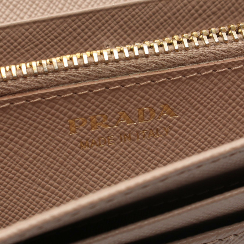 PRADA SAFFIANO FIOCCO 雙折長皮夾 1MH132 皮革 粉紅色 二手 女士-4