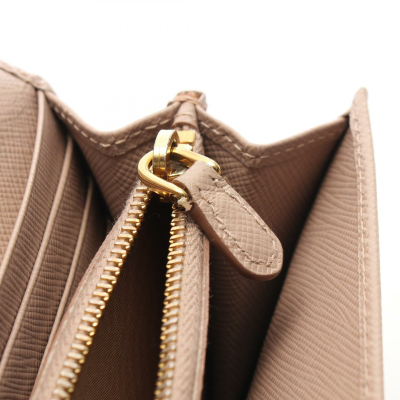 PRADA SAFFIANO FIOCCO 雙折長皮夾 1MH132 皮革 粉紅色 二手 女士-6