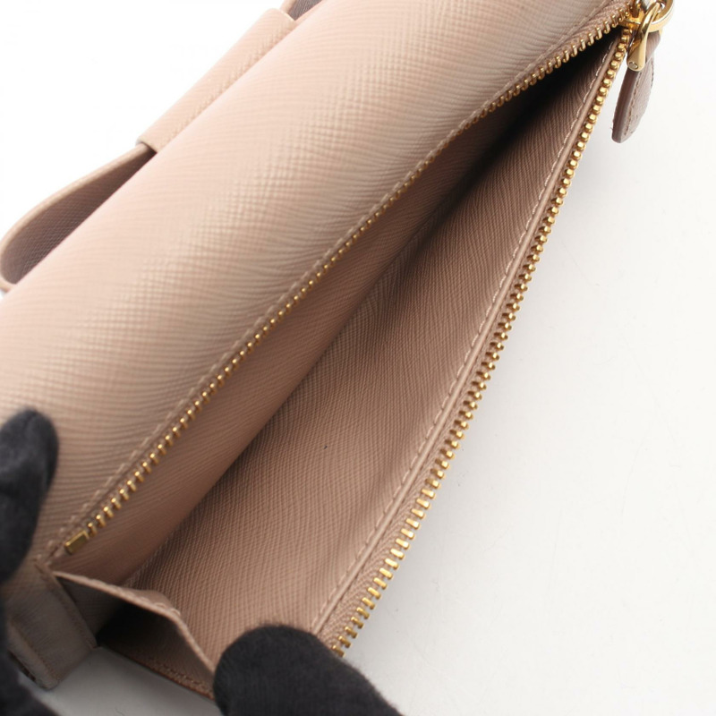 PRADA SAFFIANO FIOCCO 雙折長皮夾 1MH132 皮革 粉紅色 二手 女士-8