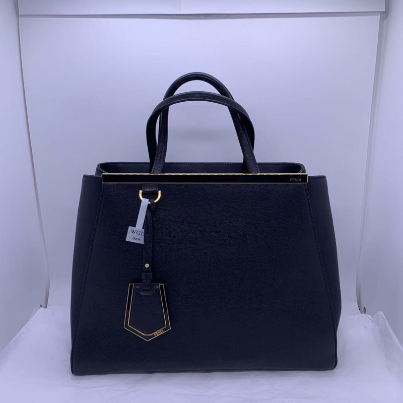 二手 Fendi 芬迪 2 Jours  十字紋 中號 手提包黑色-0