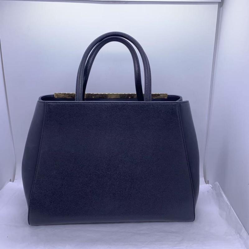 二手 Fendi 芬迪 2 Jours  十字紋 中號 手提包黑色-1