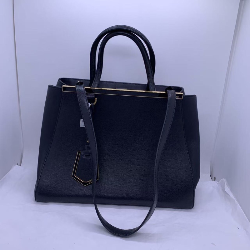 二手 Fendi 芬迪 2 Jours  十字紋 中號 手提包黑色-2