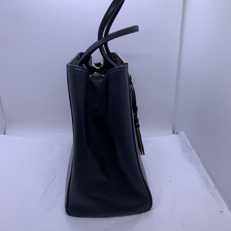 二手 Fendi 芬迪 2 Jours  十字紋 中號 手提包黑色-4