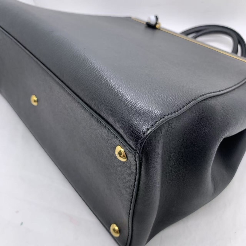 二手 Fendi 芬迪 2 Jours  十字紋 中號 手提包黑色-6