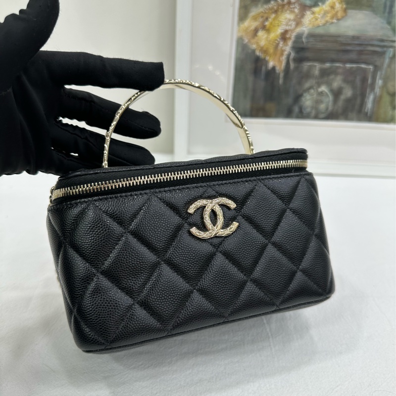 CHANEL/ 香奈兒黑金25S coco crush手柄長盒手提單肩斜背包 25年小票-6