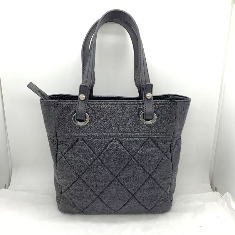 香奈兒 Chanel 黑銀小號 tote 單肩 手提包-0