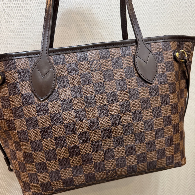 LV 咖格金釦Neverfull PM手提肩背托特包N51109-6