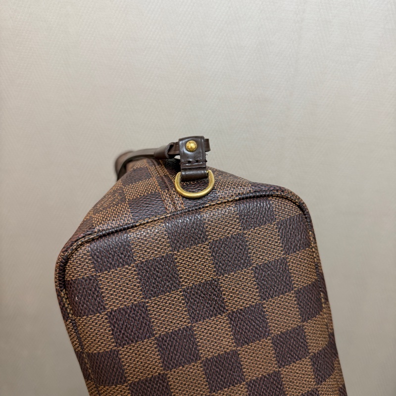 LV 咖格金釦Neverfull PM手提肩背托特包N51109-12