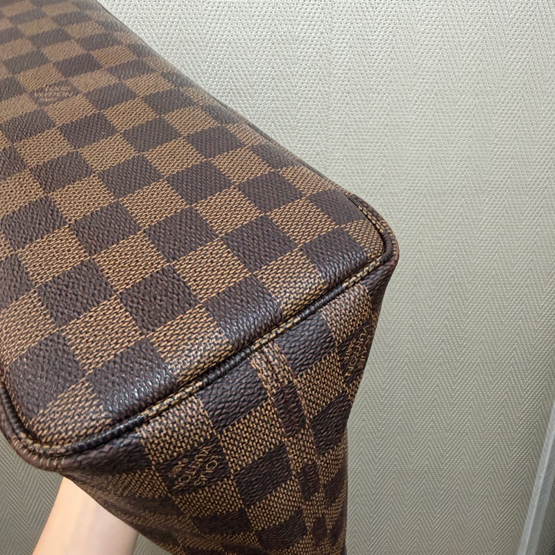LV 咖格金釦Neverfull PM手提肩背托特包N51109-13